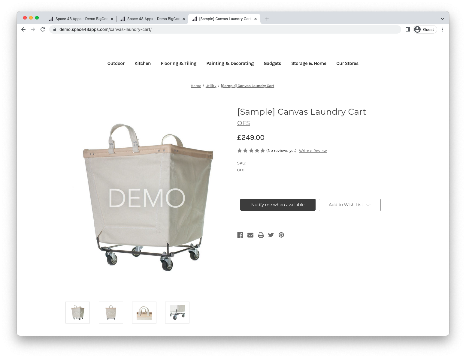 Notify me button on an out-of-stock product
