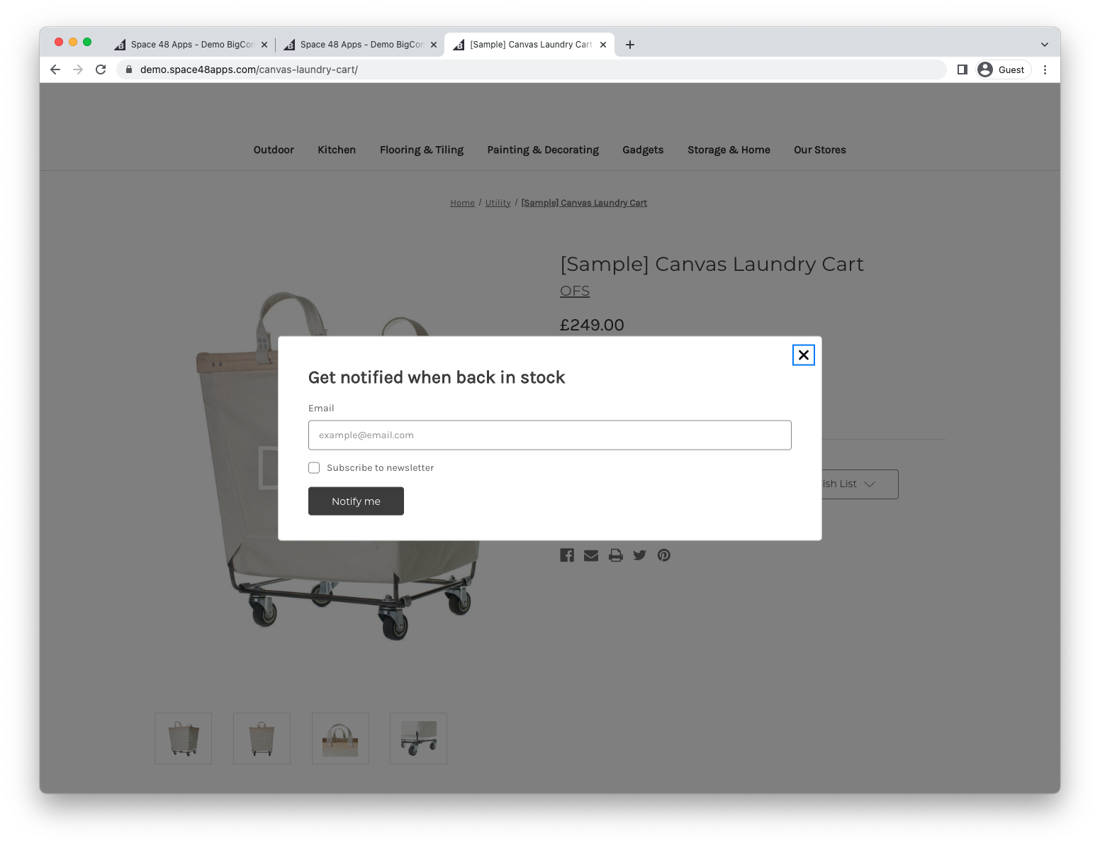 Sign-up form displayed in a modal