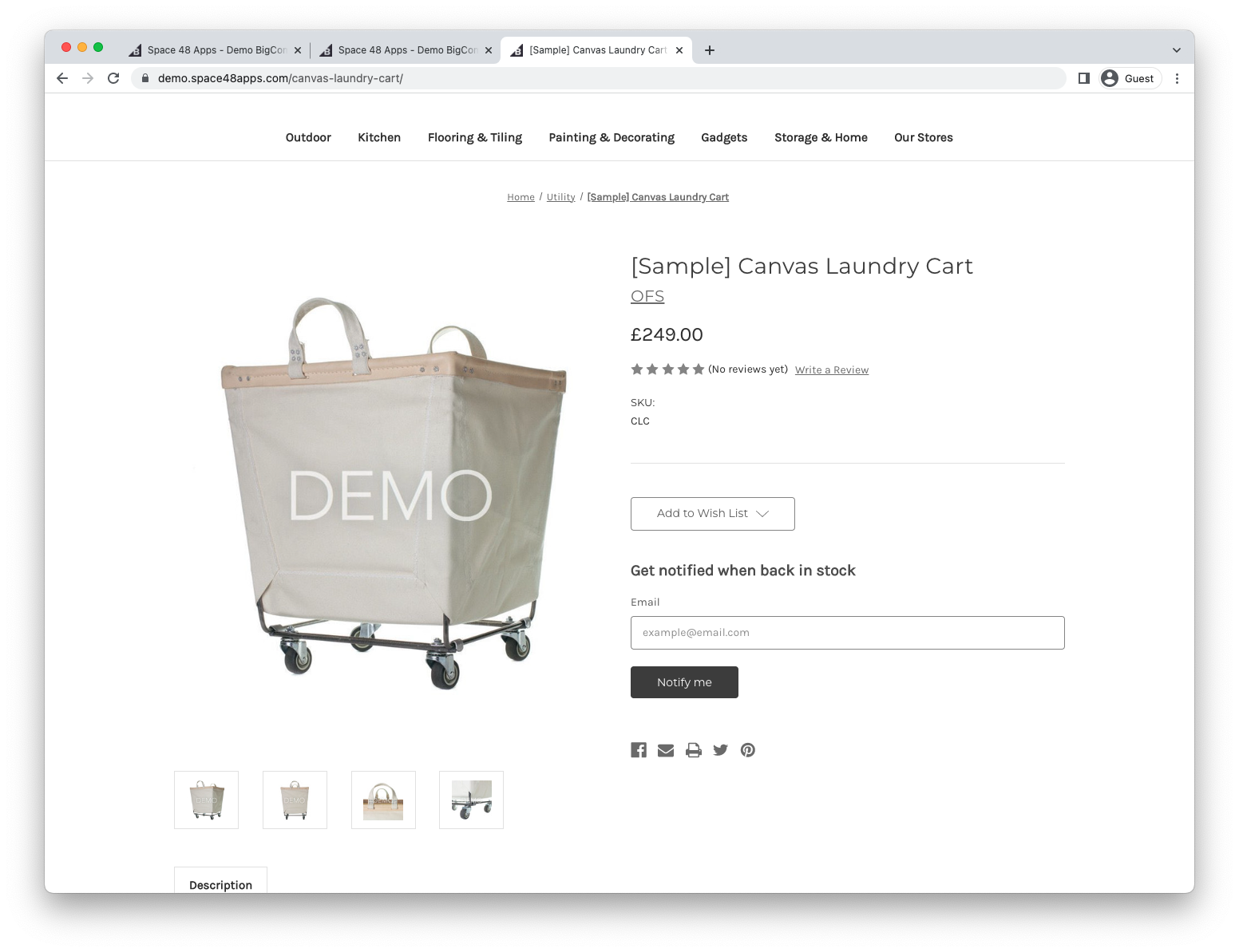 Inline sign-up form on a product page