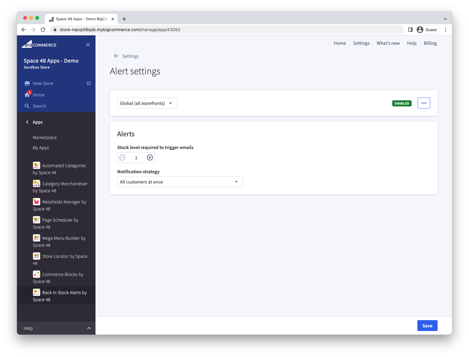 Notification strategy configured to email all customers at once